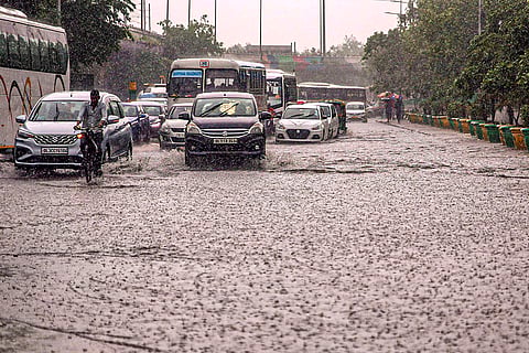 Waterlogged road in Noida